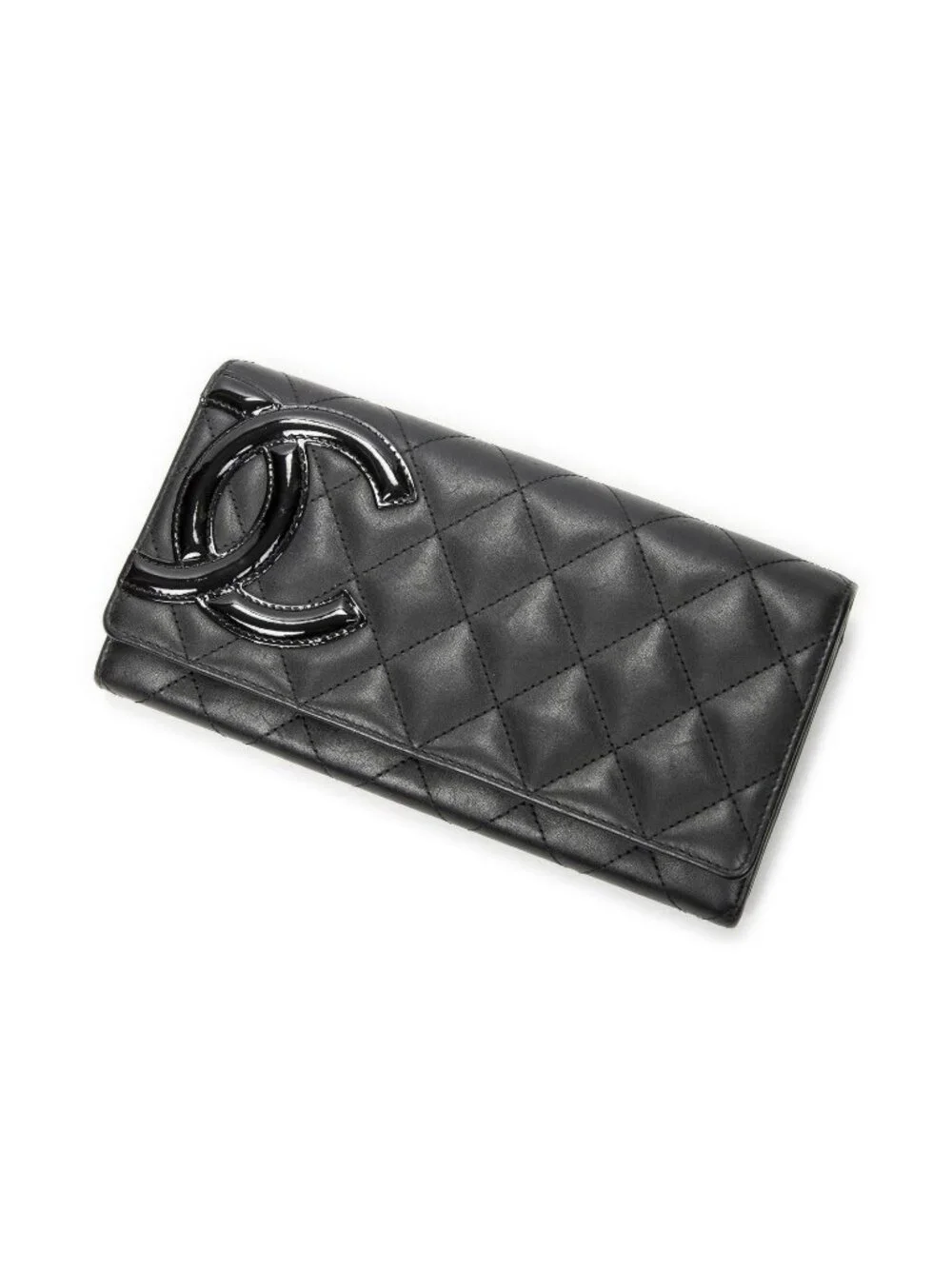 Chanel Cambon Ligne Continental Wallet Black Quilted Lambskin Leather